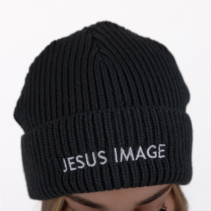 Jesus Image Beanie — Cable-Knit